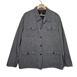 Dialogue Linen Cotton Lined Safari Utility Blazer Jacket 4 Pocket Lined Black XL